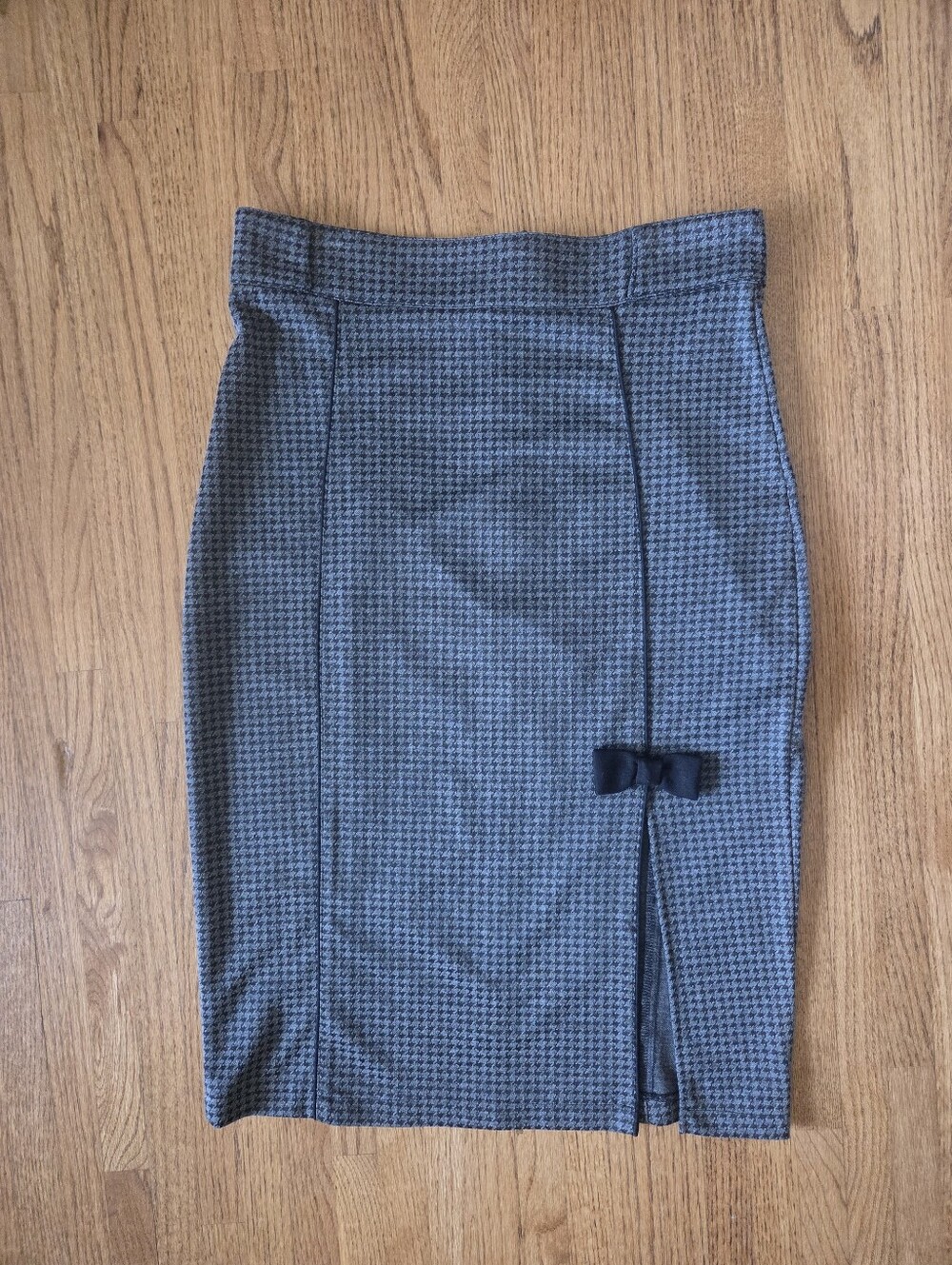 Vintage Rock Steady Pinup Style Houndstooth Grey & Black Pencil Skirt Size 32